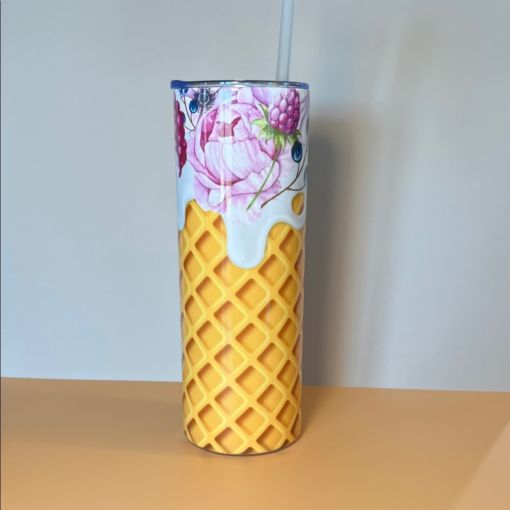 Hand Crafted Floral Cone Drink Tumbler